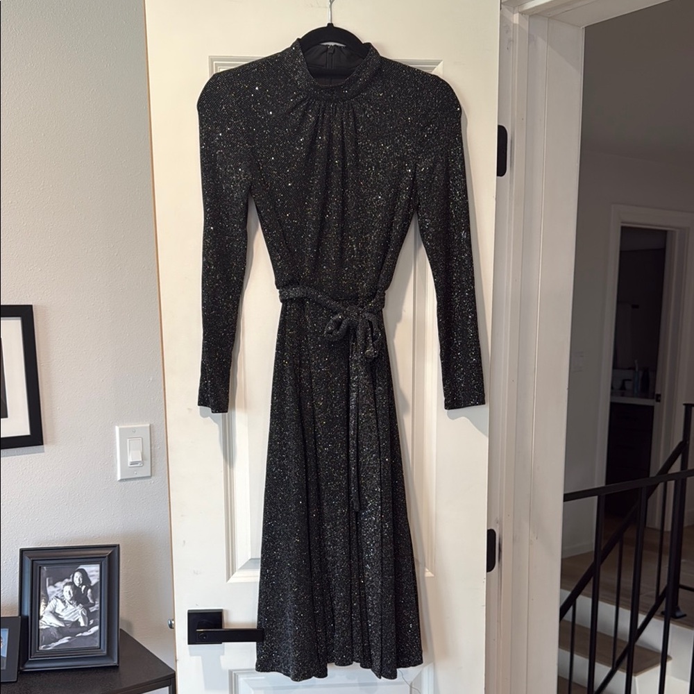 Eliza J Black Long Sleeve Mock Neck Sheath Dress